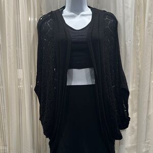 #85 NY Collection Black Open-Front Cardigan